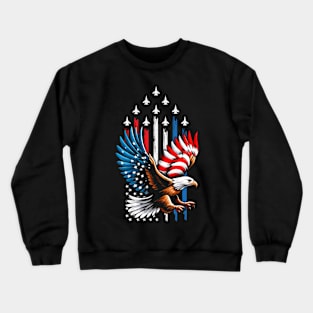 American Flag Eagle 4th Of July Fighter Jets Patriotic Crewneck Sweatshirt